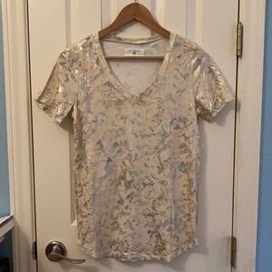 NWOT Anthropologie gold foil tshirt, XS